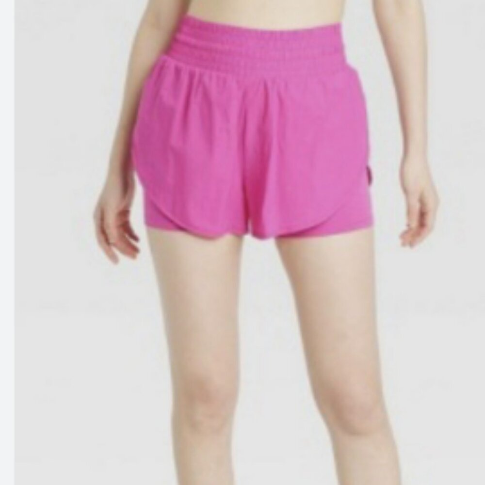 All in Motion Women's Size Medium Translucent Tulip Shorts 3.5" Vibrant Pink